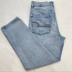 American Eagle 905 Boyfriend Jeans with Rainbow Pocket Stitching Sz 4 light wash